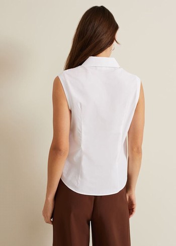 Phase Eight Aimee Sleeveless Shirts White USA | 7146932-FN